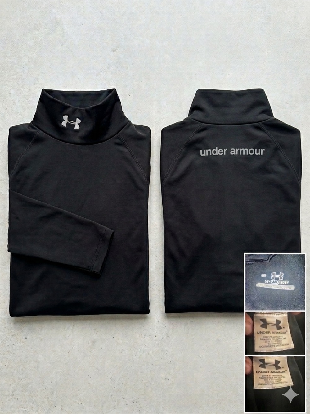 Under Armour ColdGear Black Mock Neck Turtleneck Top Size L - EUC